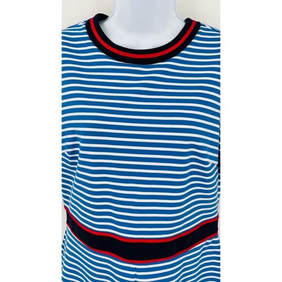 Draper James Persley Ponte Knit Dress Size M Blue White Stripe Red Trim - Picture 2 of 13